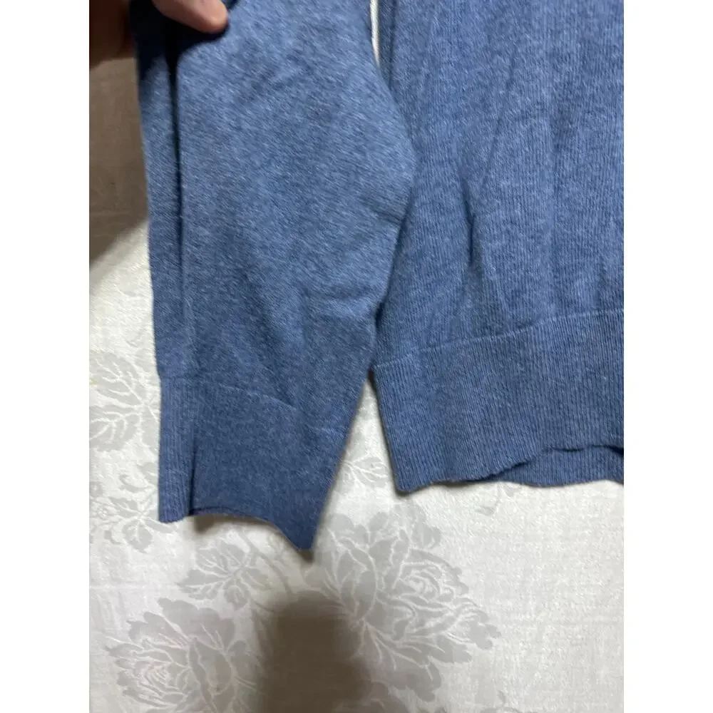Banana Republic Sweater Medium Blue Premium Luxe Yarn Silk Cashmere Blend V Neck